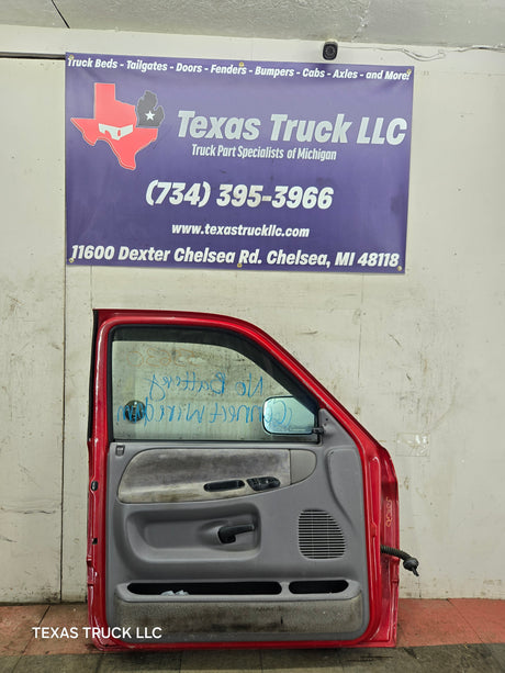 1994-2002 Dodge Ram 2nd Gen LH Driver Side Front Extended Cab Door 1500 2500 3500 ROUND CORNER - Bright Red