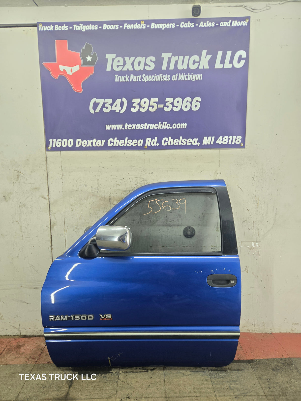 1994-2002 Dodge Ram 2nd Gen LH Driver Side Front Extended Cab Door 1500 2500 3500 ROUND CORNER - Bright Blue
