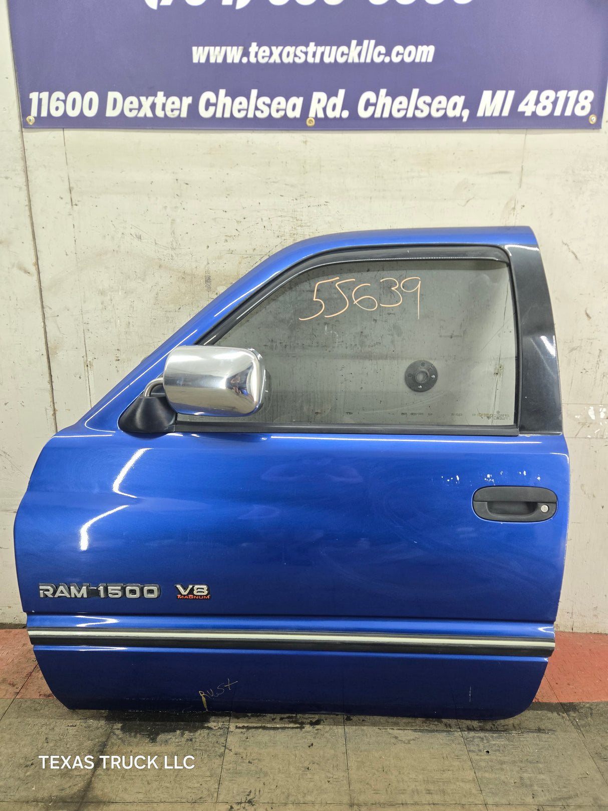 1994-2002 Dodge Ram 2nd Gen LH Driver Side Front Extended Cab Door 1500 2500 3500 ROUND CORNER - Bright Blue