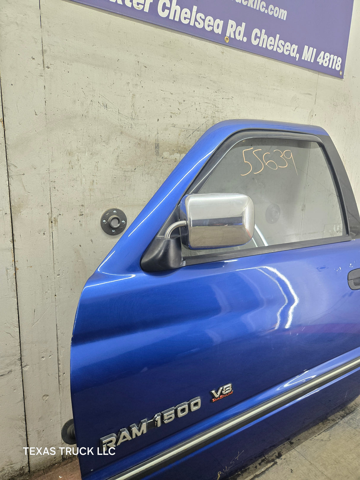 1994-2002 Dodge Ram 2nd Gen LH Driver Side Front Extended Cab Door 1500 2500 3500 ROUND CORNER - Bright Blue