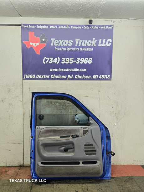 1994-2002 Dodge Ram 2nd Gen LH Driver Side Front Extended Cab Door 1500 2500 3500 ROUND CORNER - Bright Blue
