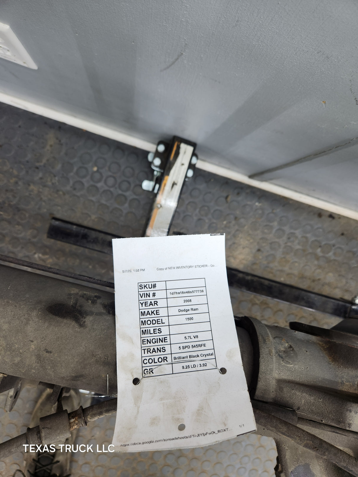 2006-2008 Dodge Ram 1500 Rear Axle 3.92 Gear Ratio 3rd Gen