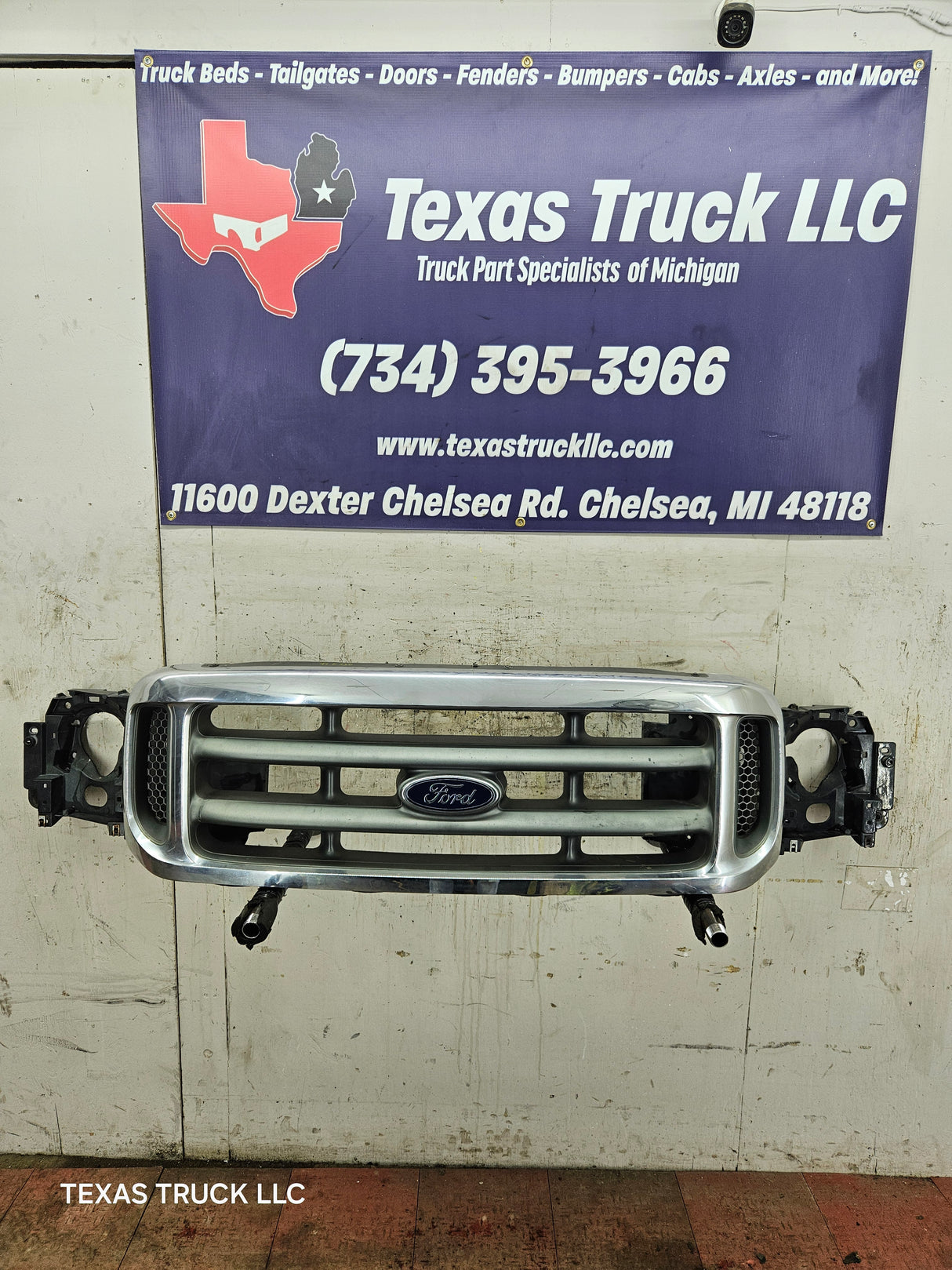 1999-2004 Ford Super Duty Excursion Header Panel / Grill Support & Chrome Grill F250 F350 F450 F550