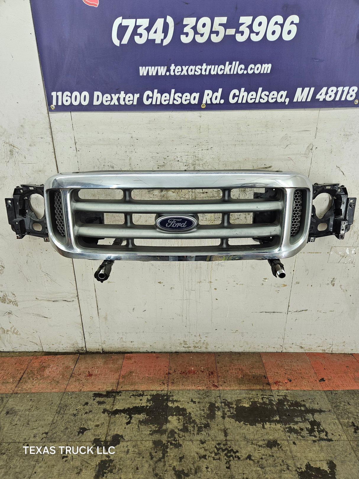 1999-2004 Ford Super Duty Excursion Header Panel / Grill Support & Chrome Grill F250 F350 F450 F550