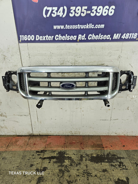 1999-2004 Ford Super Duty Excursion Header Panel / Grill Support & Chrome Grill F250 F350 F450 F550