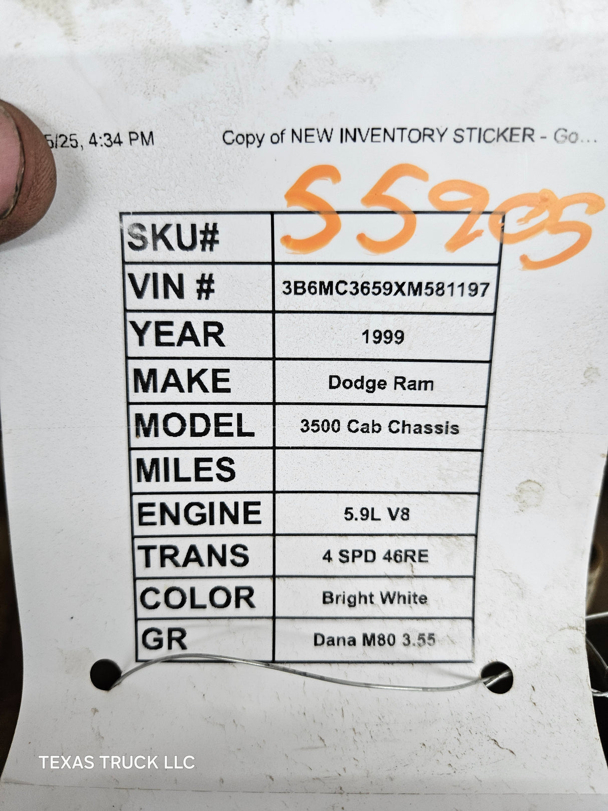 1999 Dodge Ram 3500 Dually 2wd Front Axle Assembly Beam 28k Miles