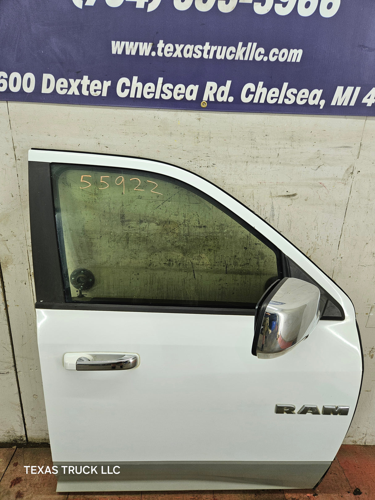 2009-2018 Dodge Ram 4th Gen Passenger Side RH Front Quad Cab Door 1500 2500 3500 4500 5500 - Bright White Clear Coat & Pebble Beige/Bark Brown