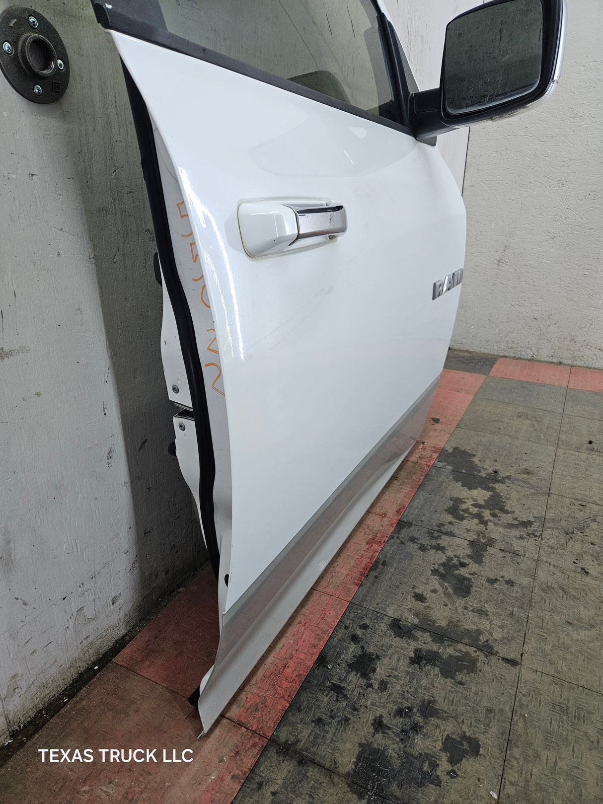 2009-2018 Dodge Ram 4th Gen Passenger Side RH Front Quad Cab Door 1500 2500 3500 4500 5500 - Bright White Clear Coat & Pebble Beige/Bark Brown