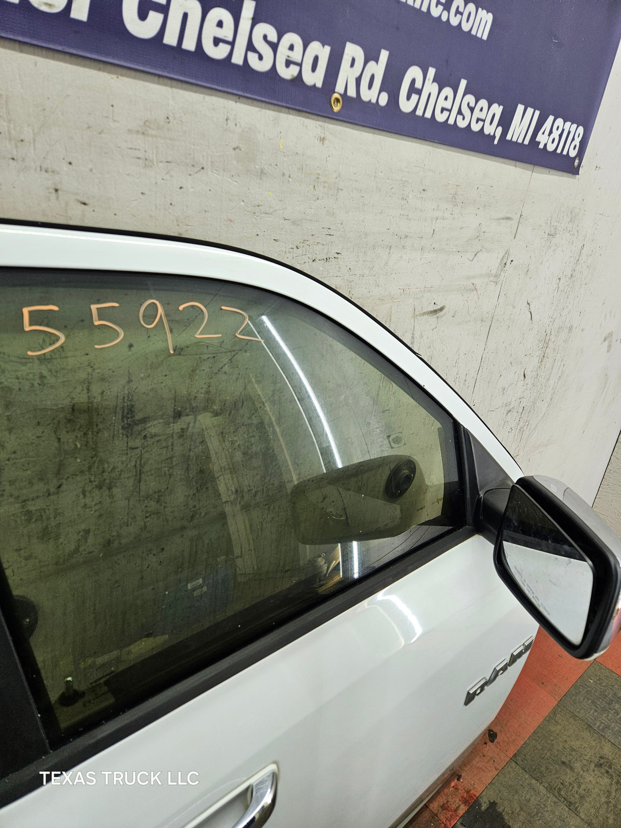 2009-2018 Dodge Ram 4th Gen Passenger Side RH Front Quad Cab Door 1500 2500 3500 4500 5500 - Bright White Clear Coat & Pebble Beige/Bark Brown
