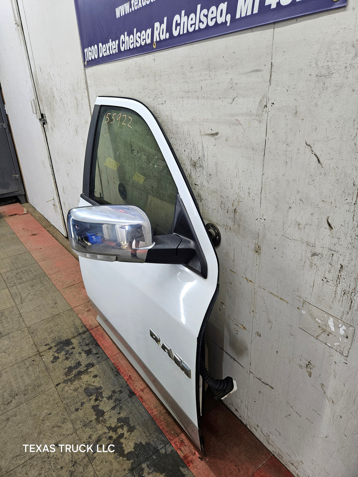 2009-2018 Dodge Ram 4th Gen Passenger Side RH Front Quad Cab Door 1500 2500 3500 4500 5500 - Bright White Clear Coat & Pebble Beige/Bark Brown