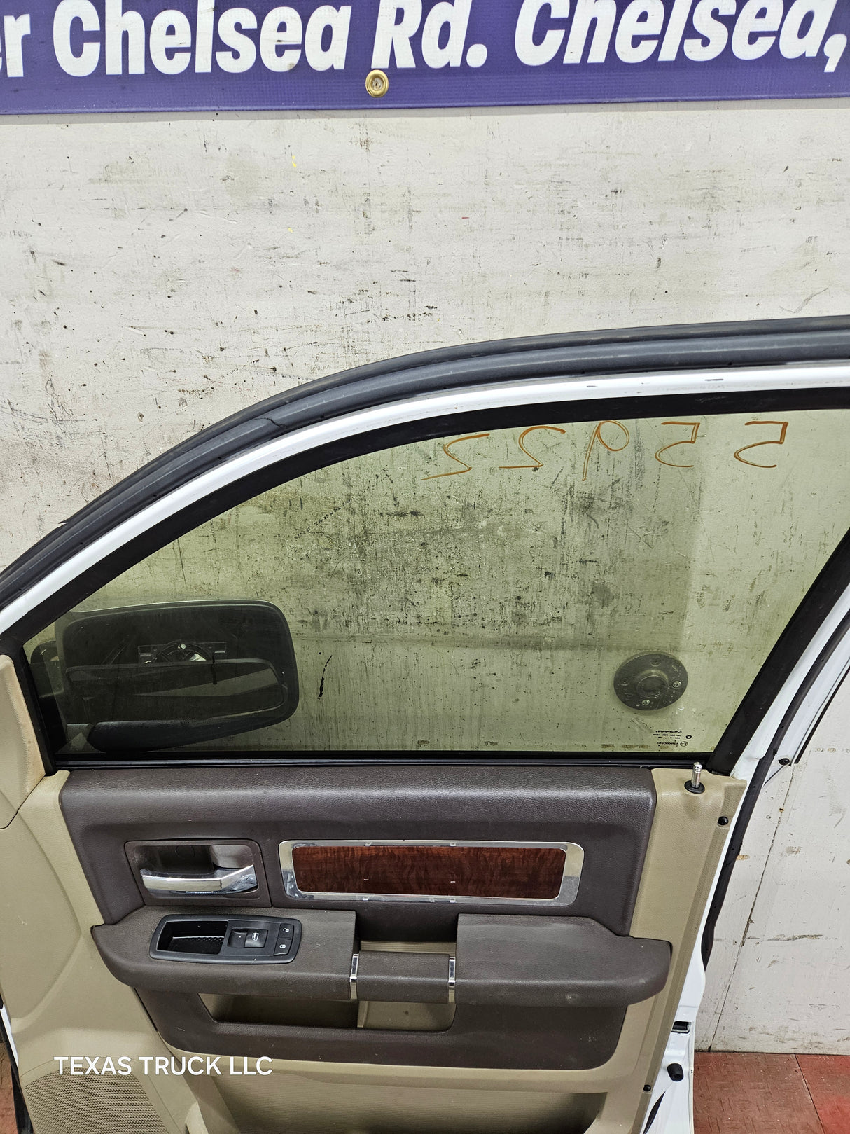 2009-2018 Dodge Ram 4th Gen Passenger Side RH Front Quad Cab Door 1500 2500 3500 4500 5500 - Bright White Clear Coat & Pebble Beige/Bark Brown