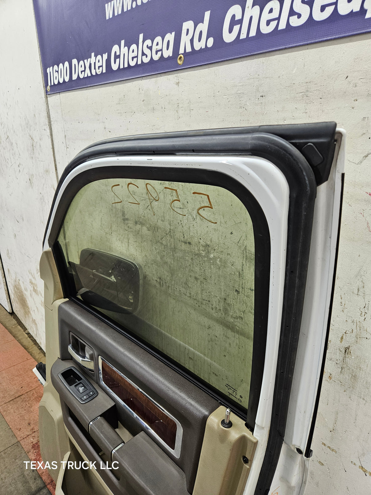 2009-2018 Dodge Ram 4th Gen Passenger Side RH Front Quad Cab Door 1500 2500 3500 4500 5500 - Bright White Clear Coat & Pebble Beige/Bark Brown