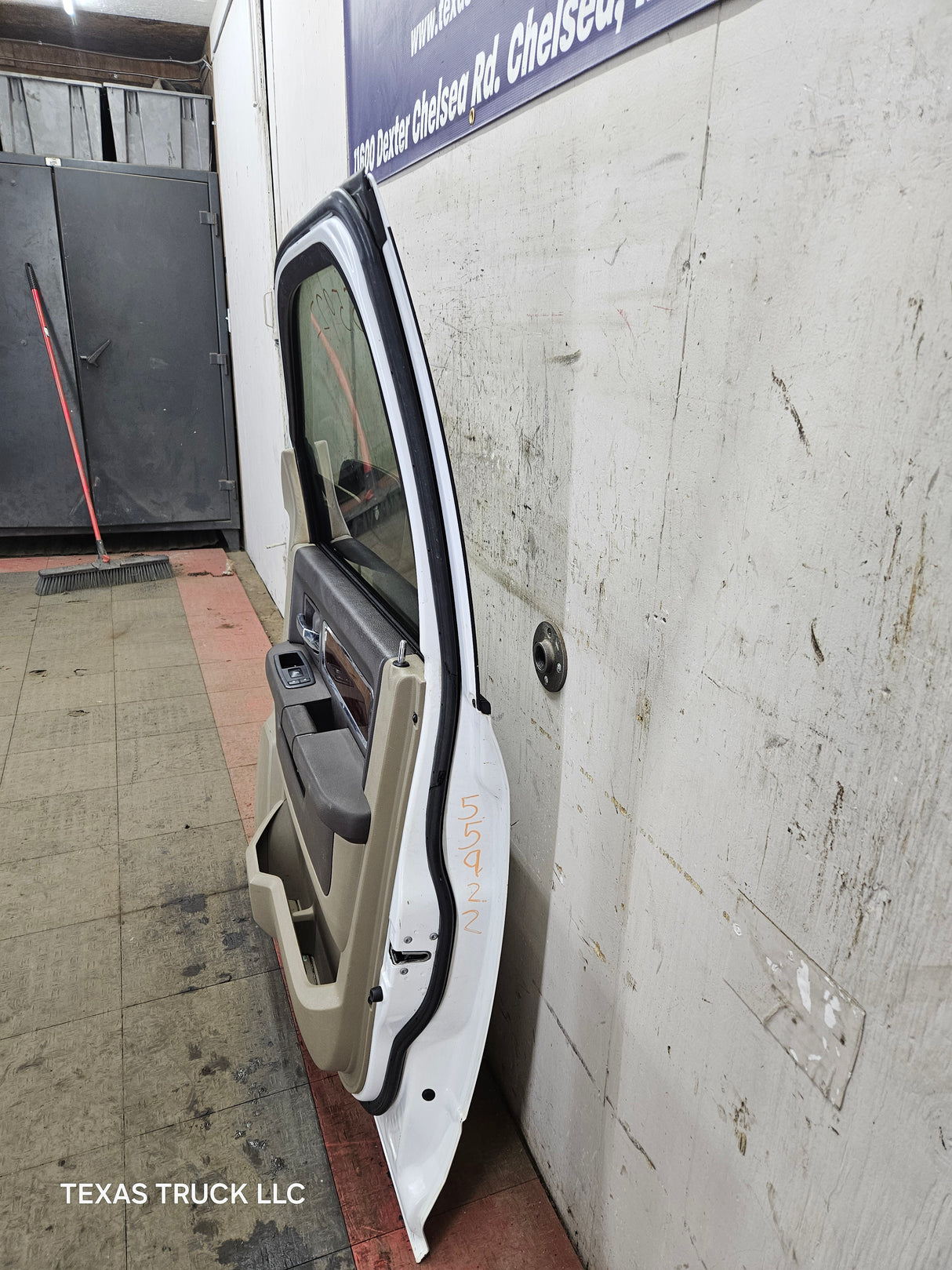 2009-2018 Dodge Ram 4th Gen Passenger Side RH Front Quad Cab Door 1500 2500 3500 4500 5500 - Bright White Clear Coat & Pebble Beige/Bark Brown