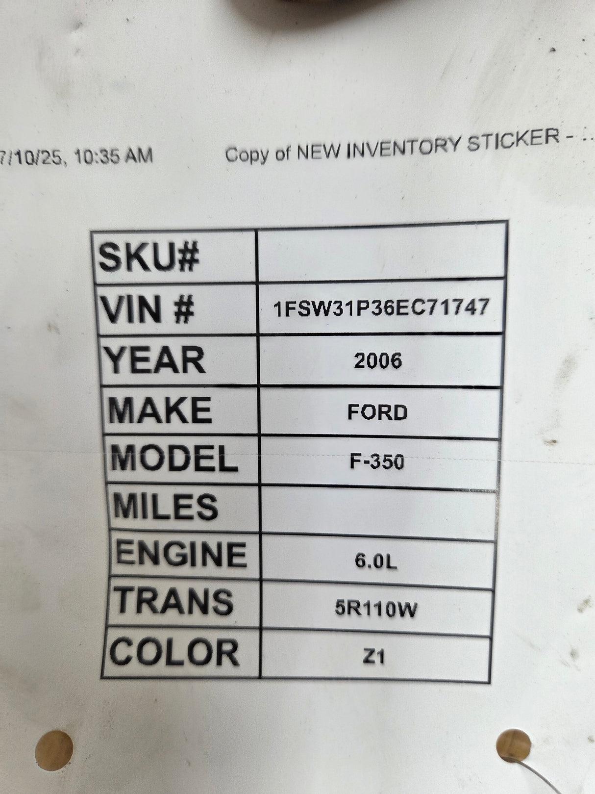 2005-2007 Ford F250 F350 F450 F550 6.0L PCM TTP1 / 6C3A-12A650-CMB
