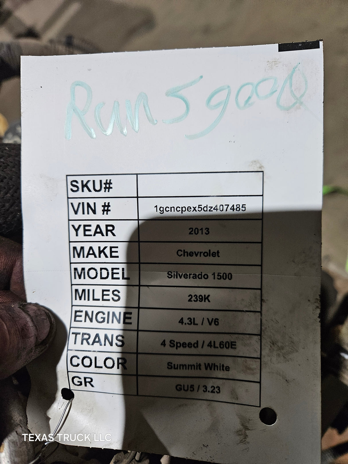2013 Chevrolet Silverado / GMC Sierra 1500 4.3L V6 engine RAN GREAT