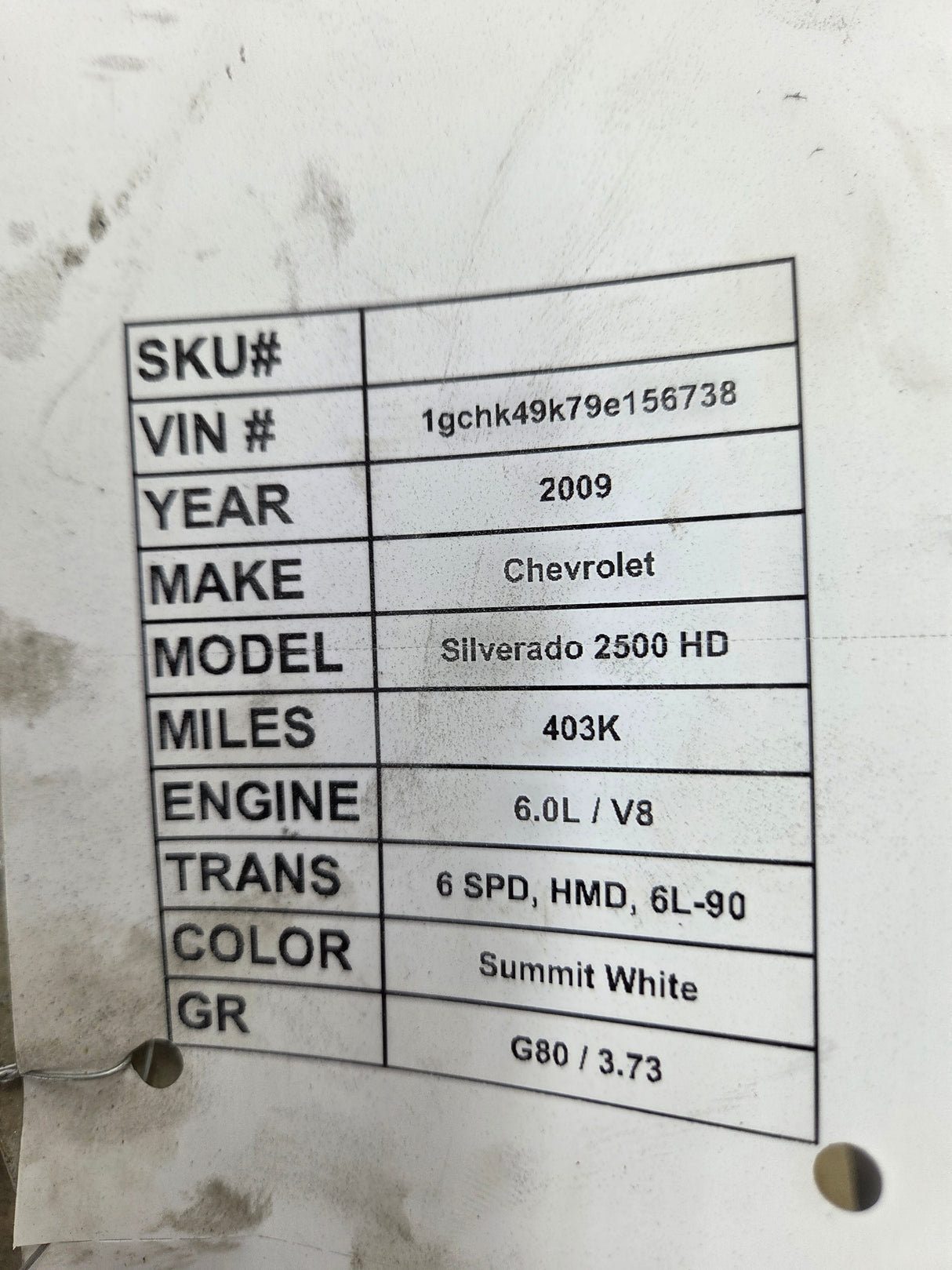 2007-2010 Chevrolet Silverado GMC Sierra 1500 Manual Shift TRANSFER CASE 6L-90 TRANSMISSION 6 SPD