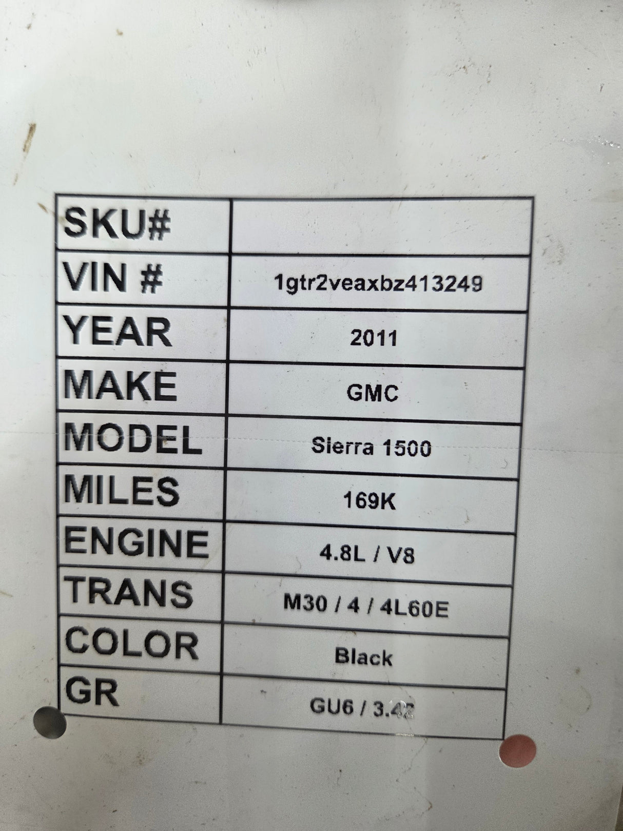 2009-2013 Chevrolet Silverado GMC Sierra 1500 Rear Axle 8.6" 3.42 Gear Ratio