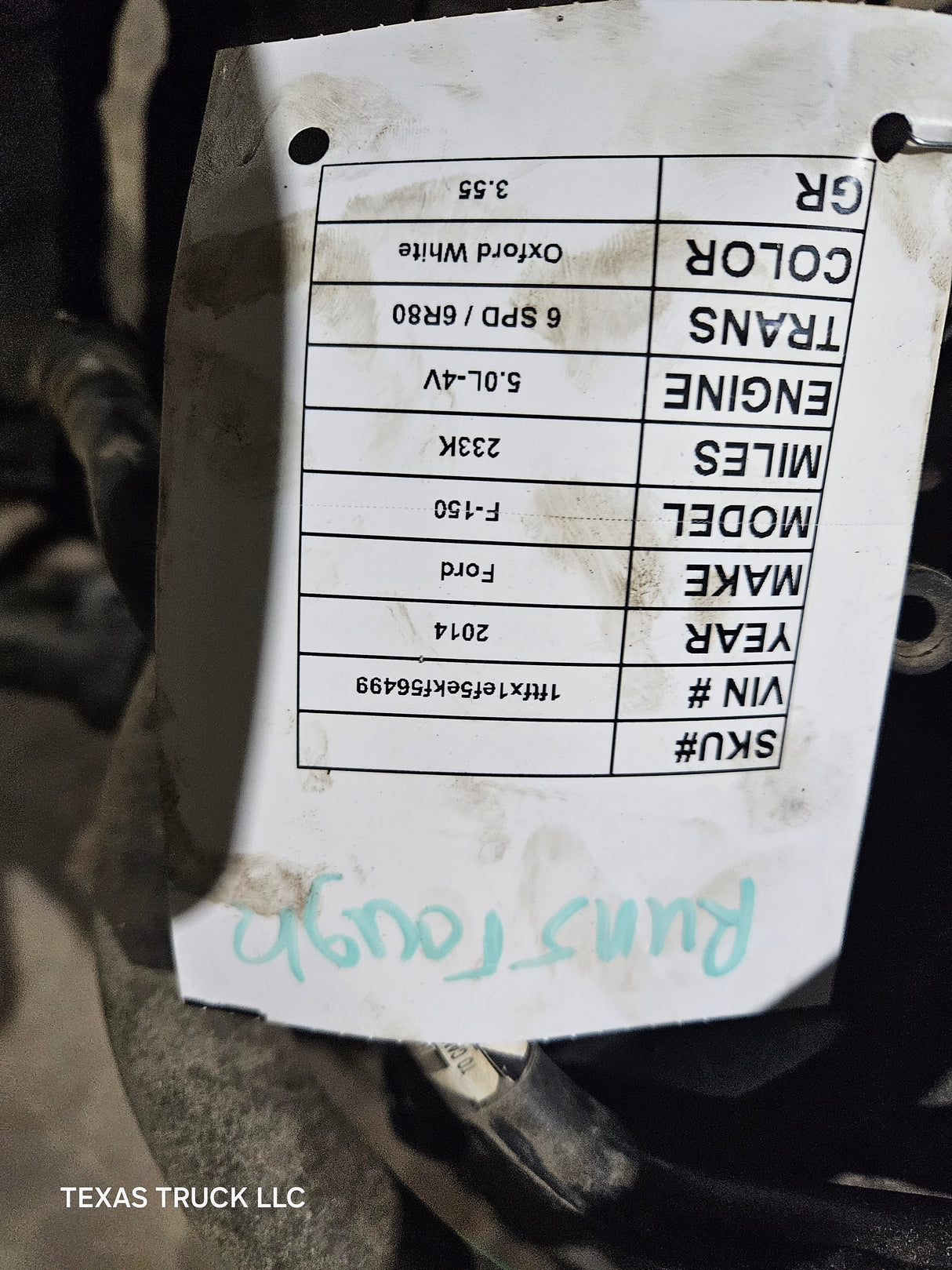 2014 Ford F150 5.0L Eco Boost Gas Engine 233k Miles Runs Rough