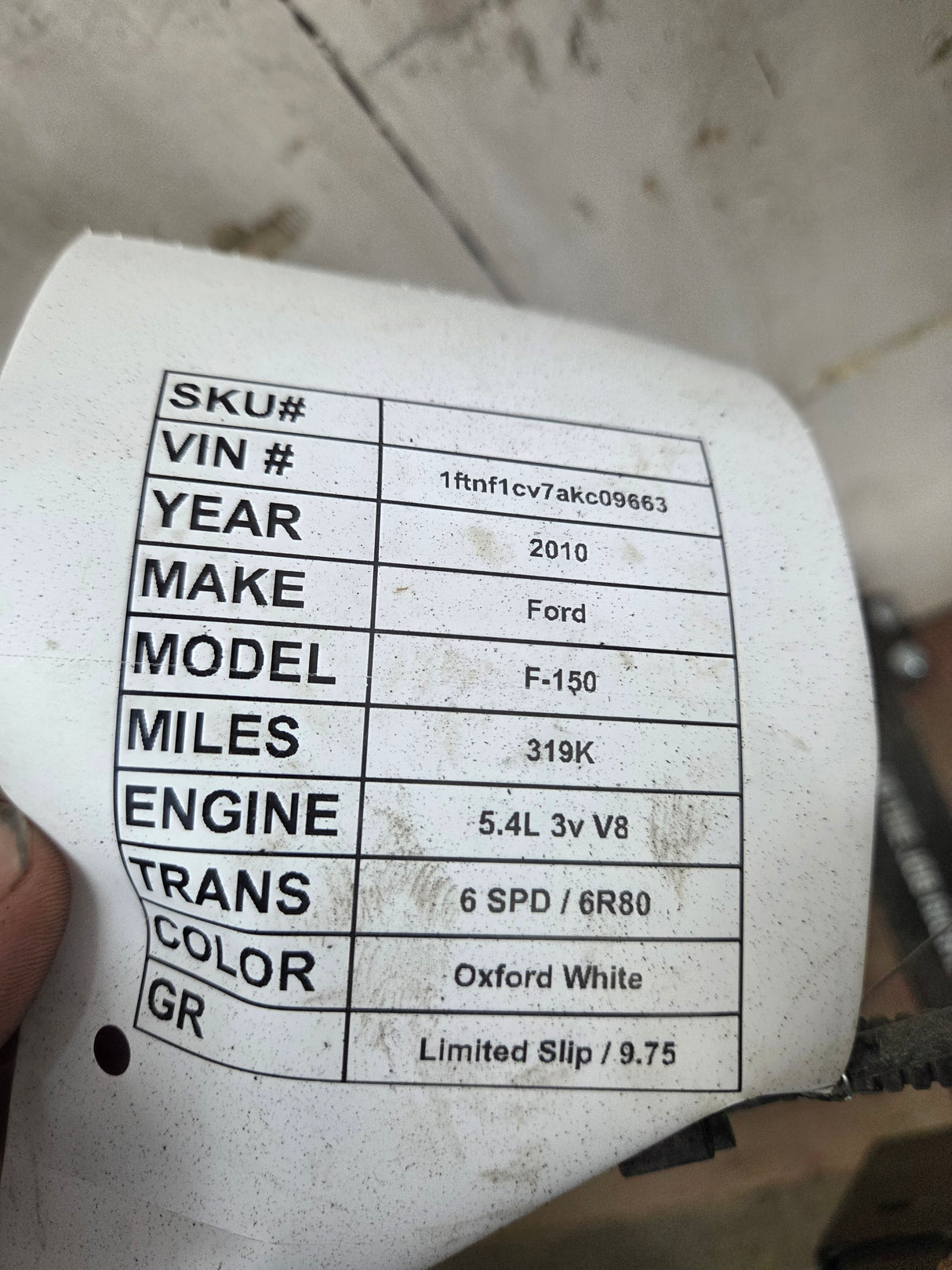 2009-2011 Ford F150 9.75" Rear Axle 3.73 Gear Ratio Limited Slip