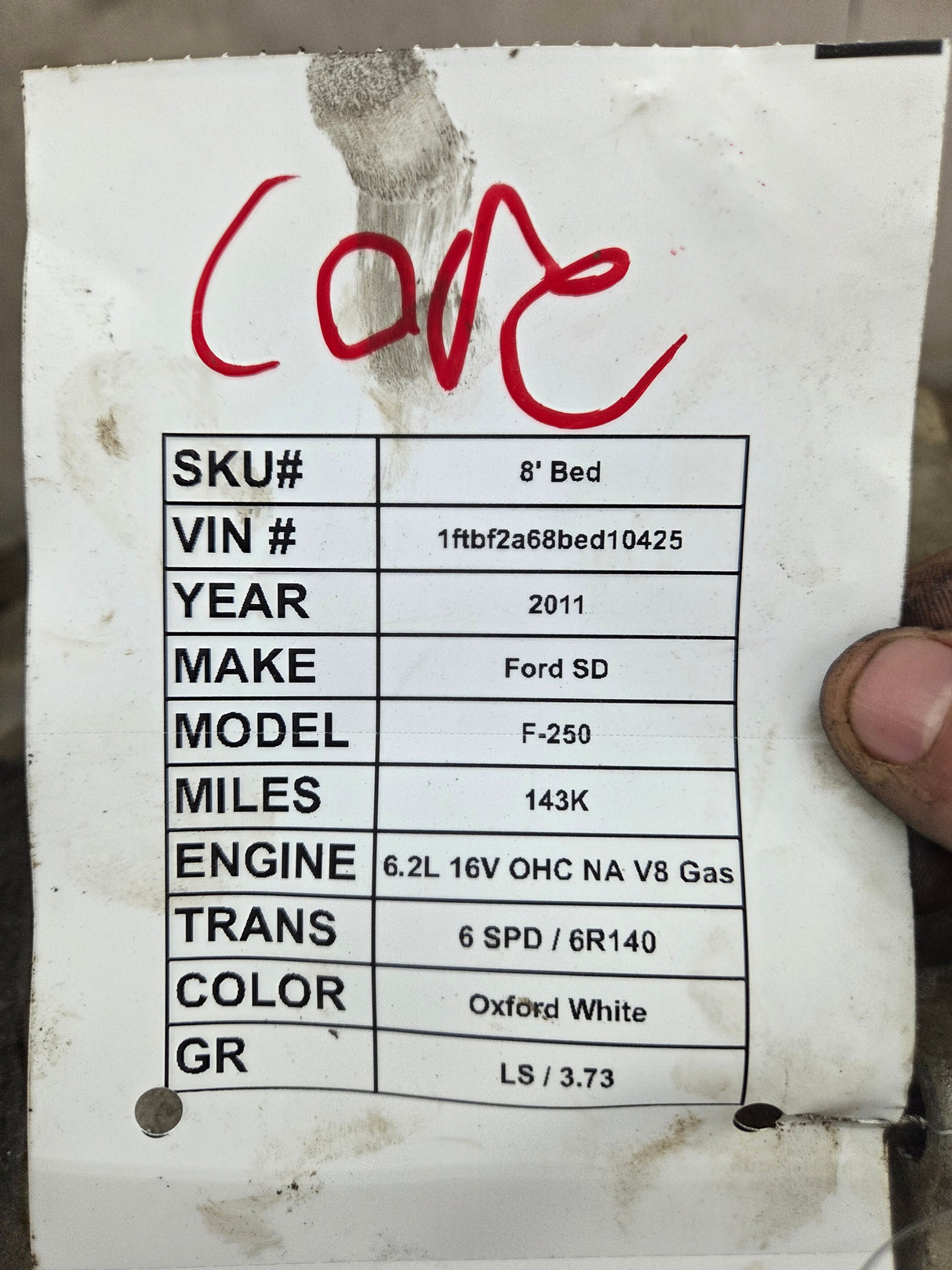 2011 6.2L 6r140 Automatic Transmission 2wd Ford F250 F350 F450 F550 Super Duty CORE 143k Miles