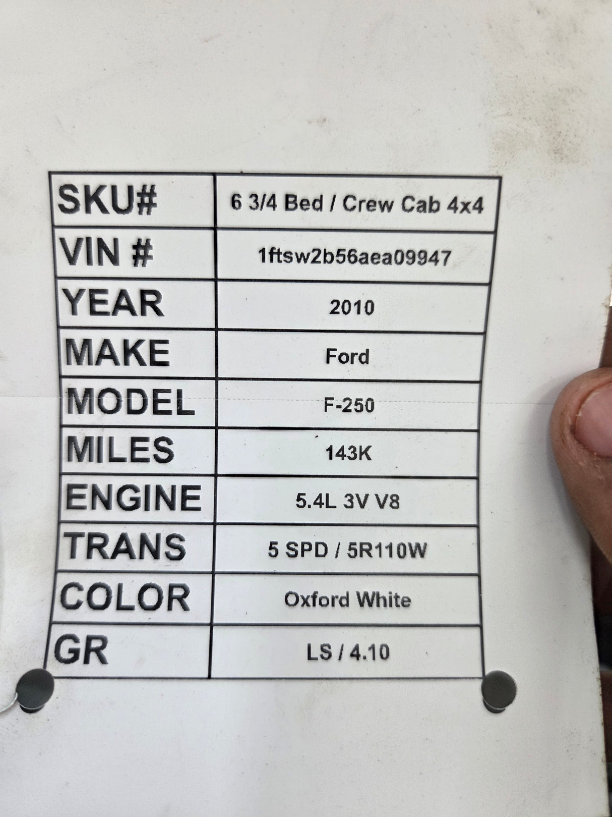 2008-2010 Ford Super Duty Crew Cab F250 F350 F450 F550