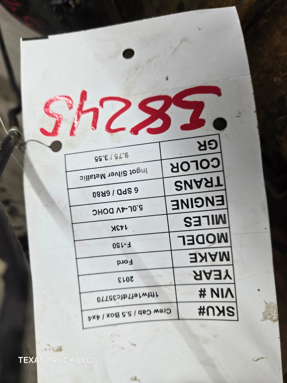 2012-2014 Ford F150 9.75" Rear Axle 3.55 Gear Ratio Limited Slip