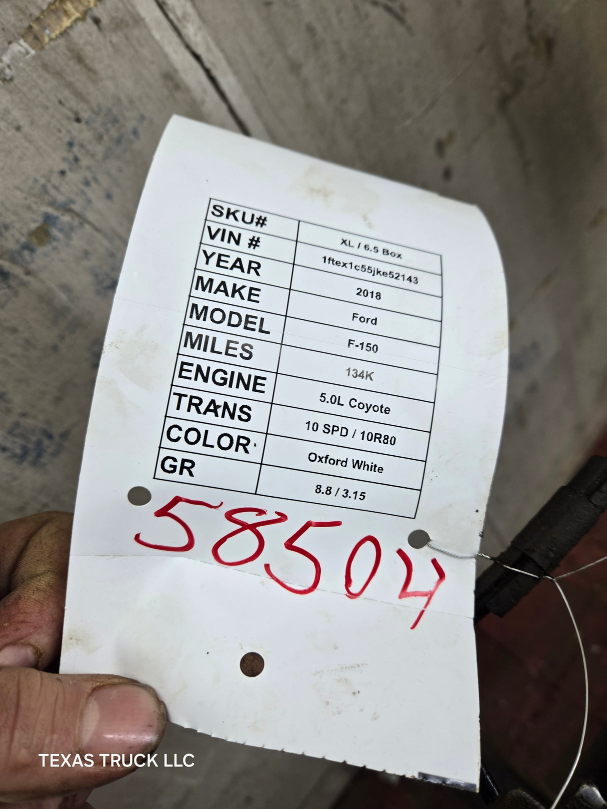 2018-2020 Ford F150 8.8" Rear Axle 3.15 Gear Ratio W/O Locker or Limited Slip