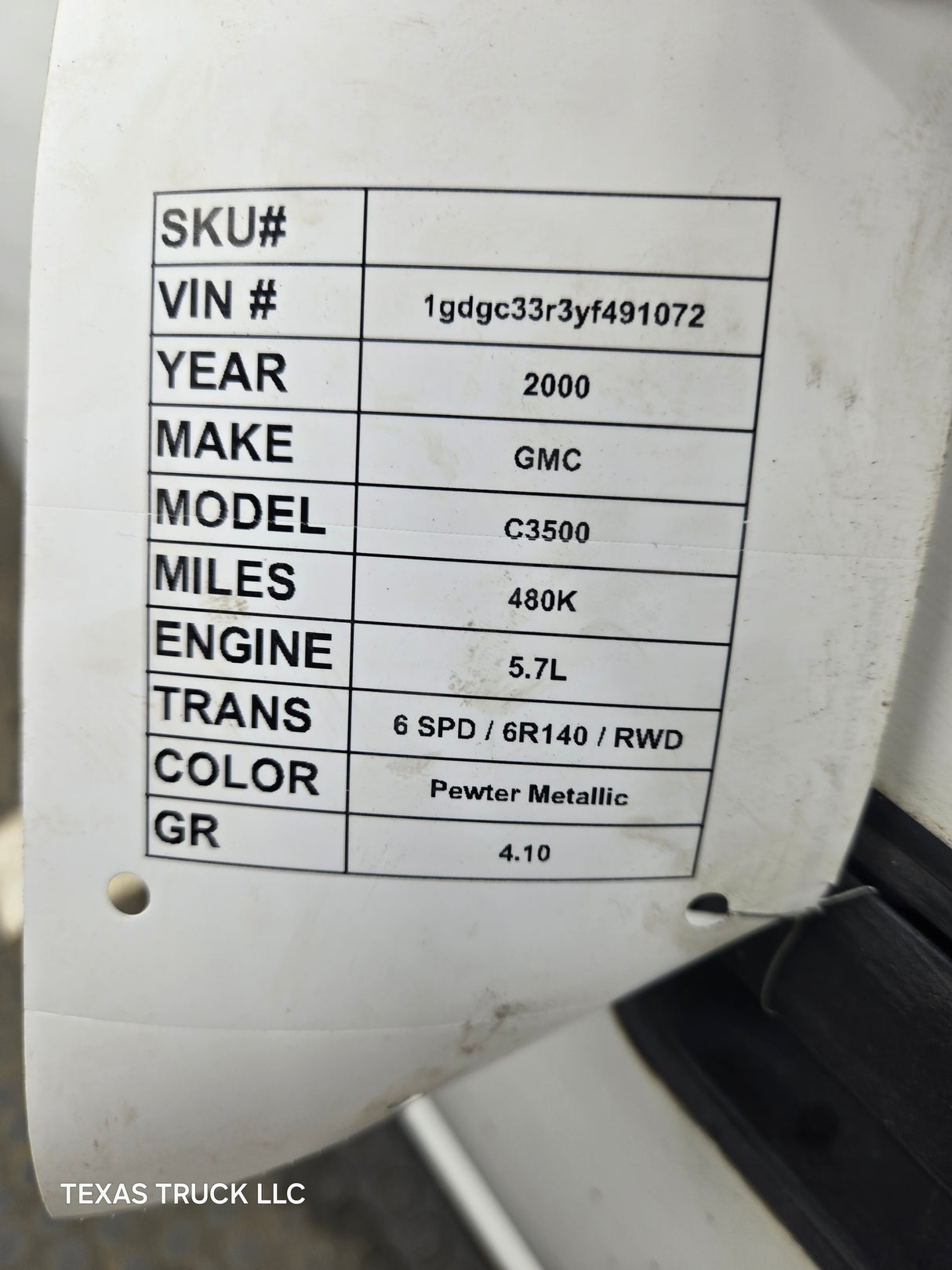 1992-2000 Chevrolet Silverado Suburban GMC Sierra K1500 K2500 K3500 Crew Cab LH Rear Driver Side Door