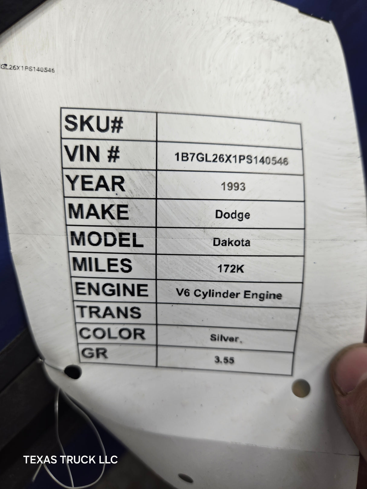 1992-1996 Dodge Dakota RH Passenger Side Front Door