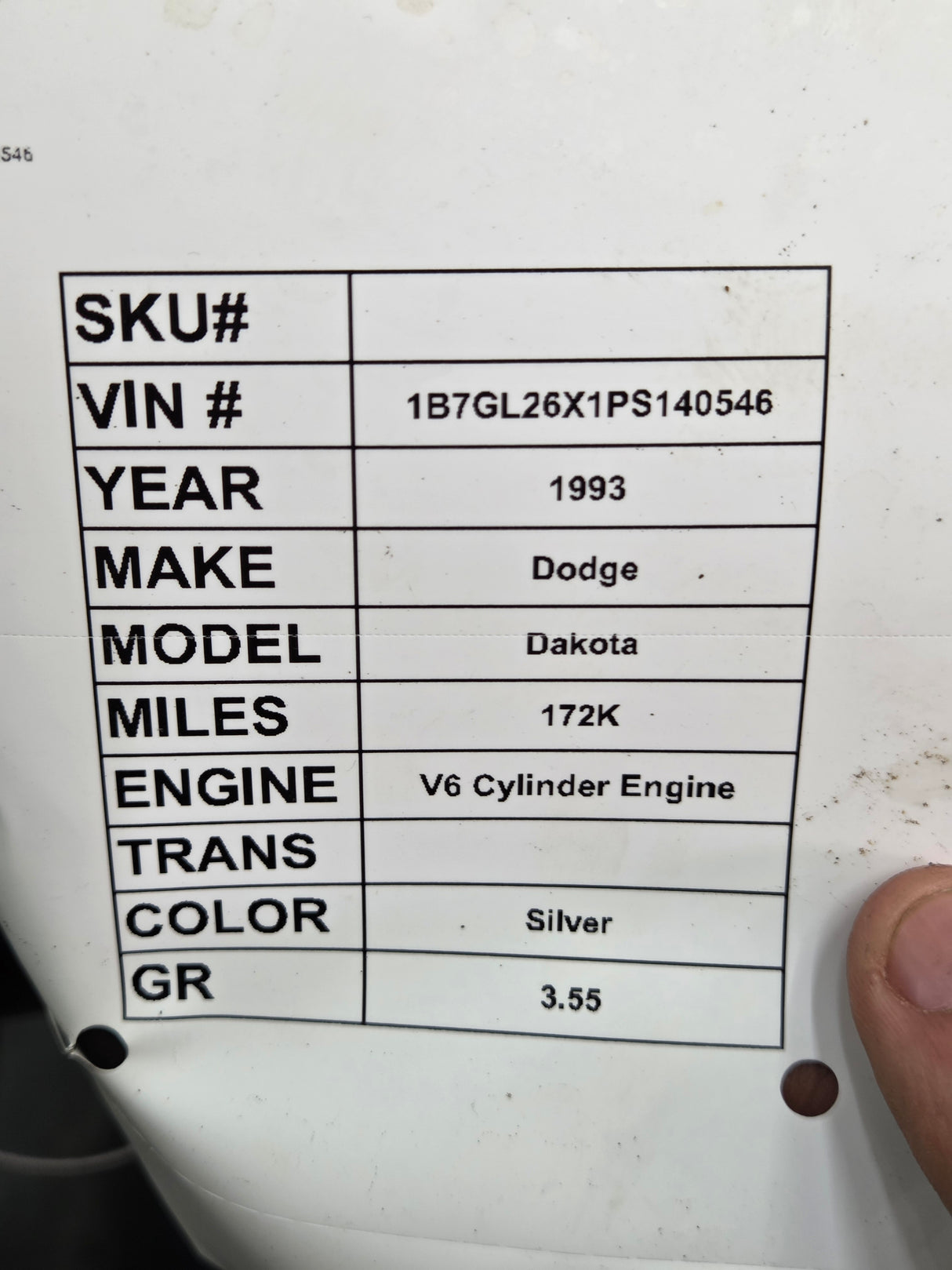 1993 Dodge Dakota Regular Cab