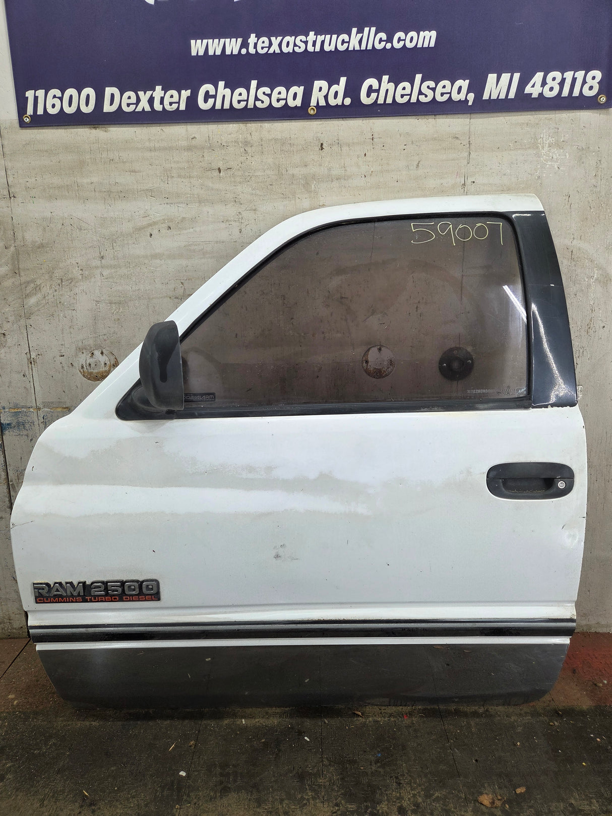 1994-2002 Dodge Ram 2nd Gen LH Driver Side Front Regular Cab / 2 door Extended Cab Door 1500 2500 3500 ROUND CORNER - White