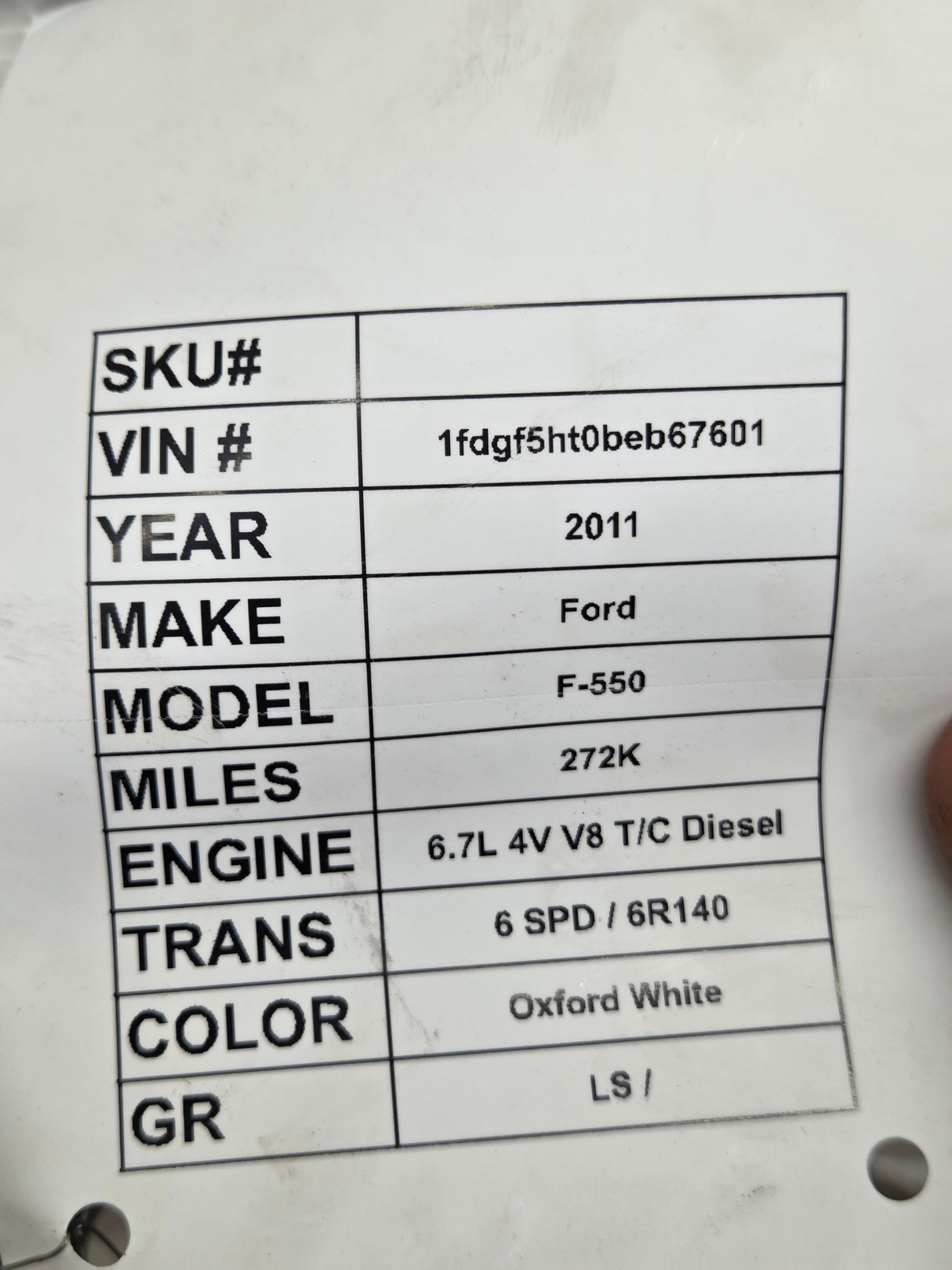 2011-2016 Ford Super Duty Hood F250 F350 F450 F550 - White