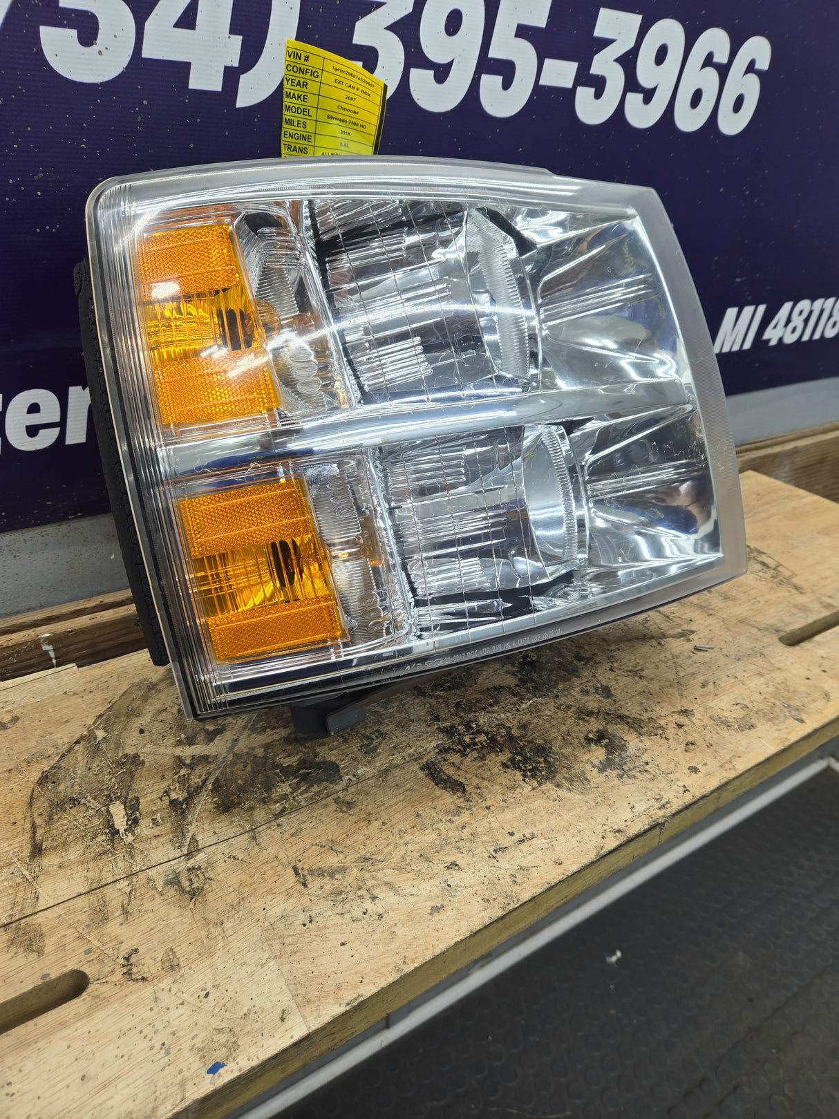 2007-2013 Chevrolet Silverado 1500 2500 3500 RH Passenger Side Halogen Headlight TYC 20-6817-00