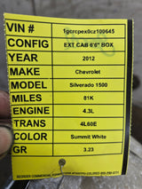 2012 Chevrolet / GMC 1500 4L60E 2wd Transmission 4.3L V6 81k miles