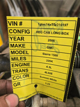 2005 Chevrolet Silverado / GMC Sierra 1500 4.3L Engine V6 RAN GREAT