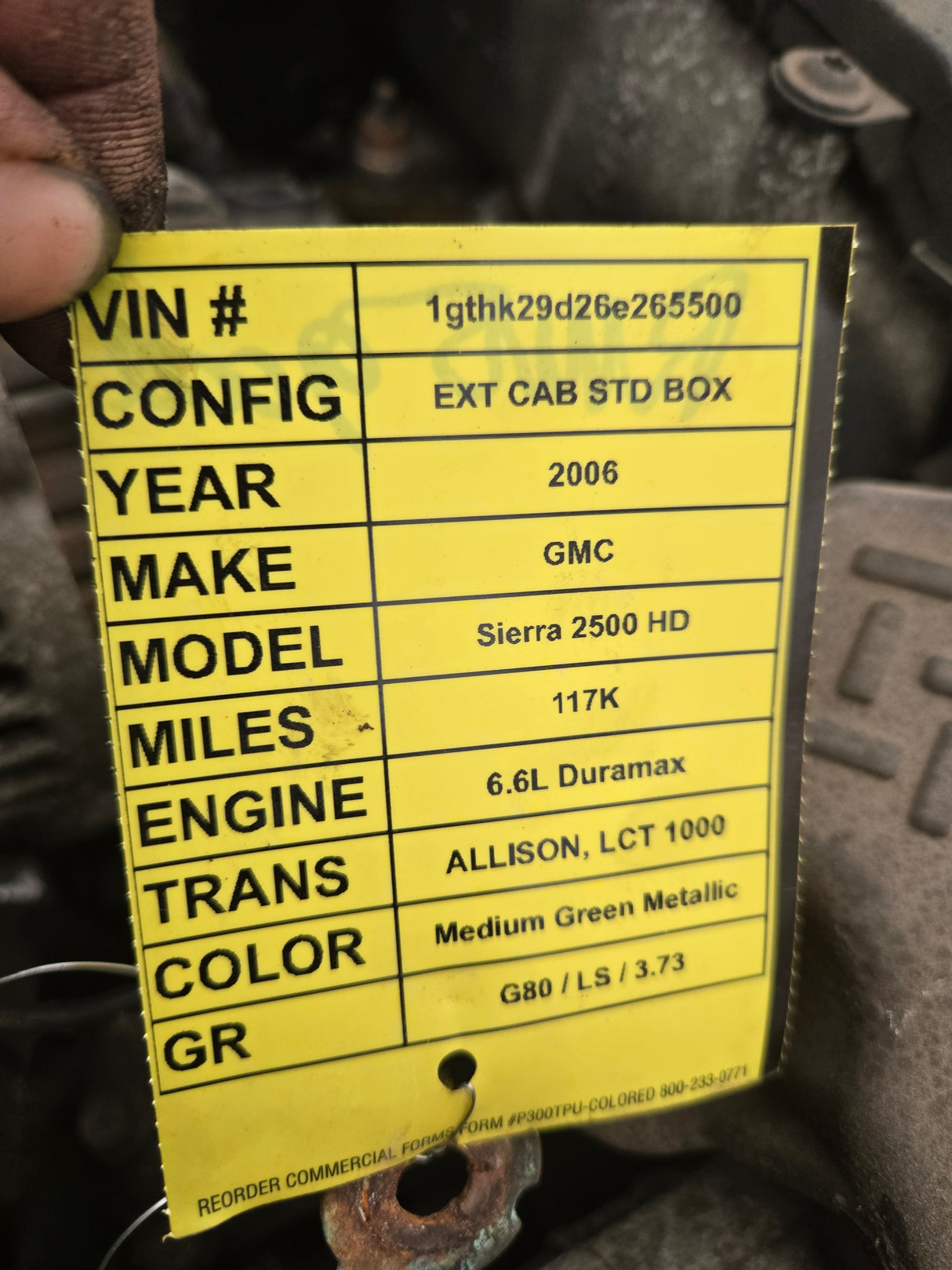 2006 LBZ Duramax Diesel 6.6L Engine Runs Great 117k miles