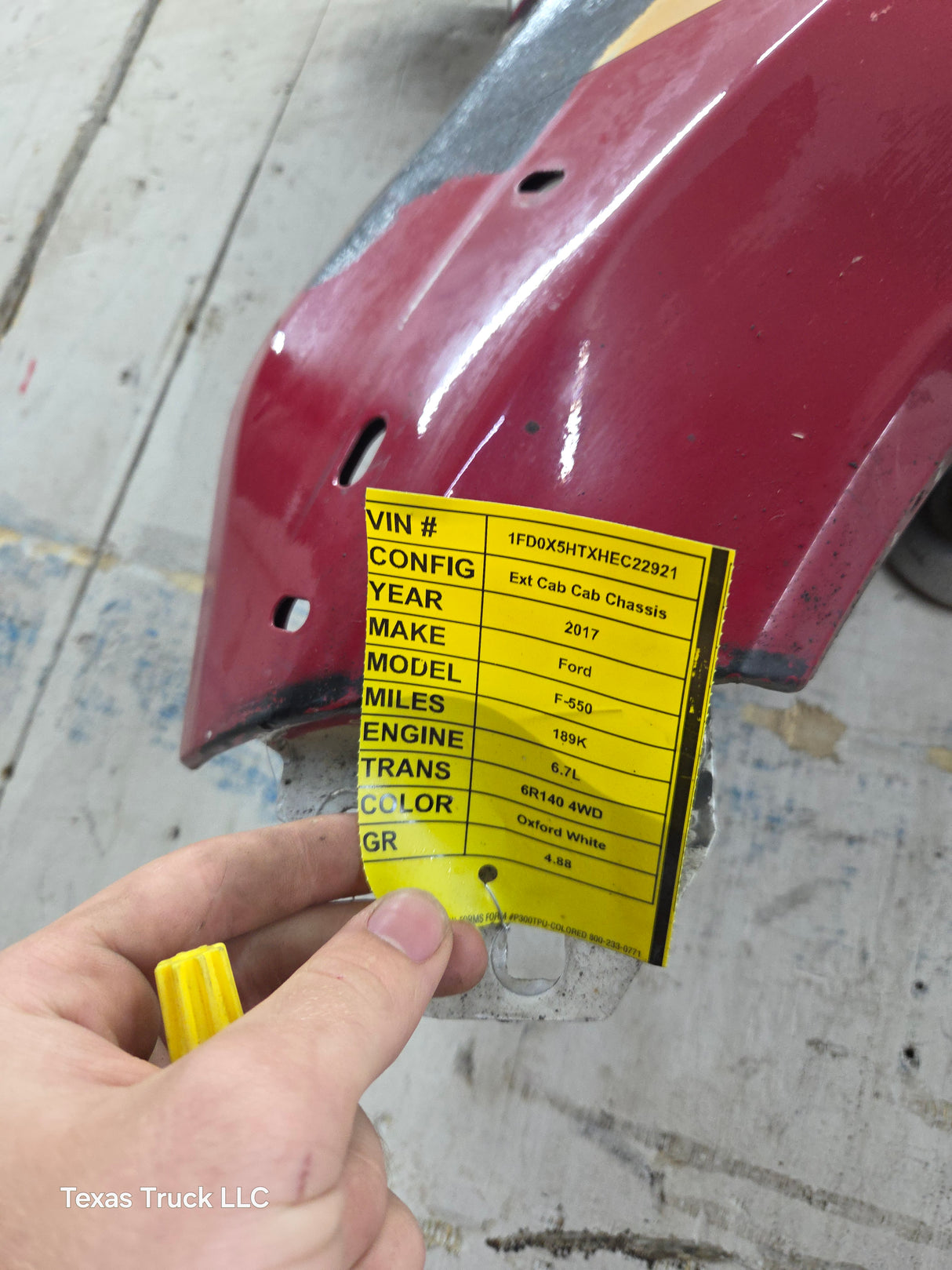 2017-2019 Ford Super Duty F450 F550 LH Driver Fender