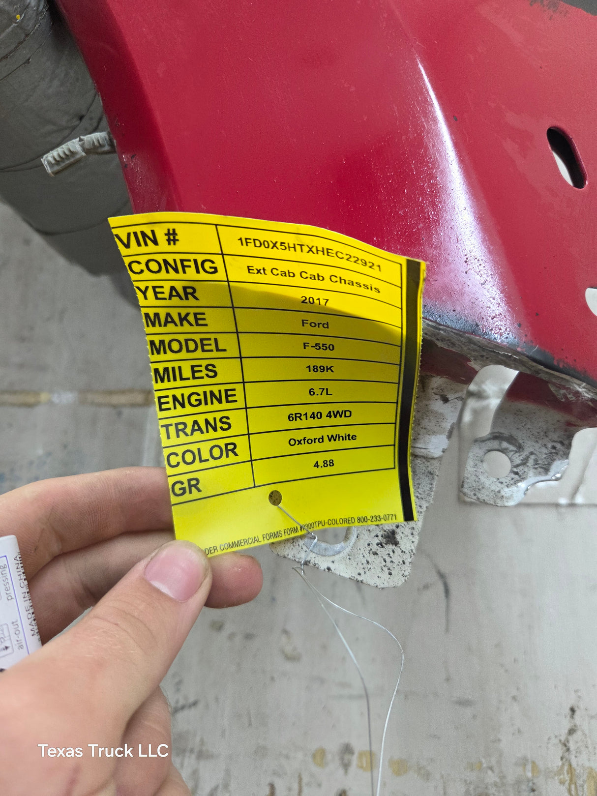 2017-2019 Ford Super Duty F450 F550 RH Passenger Fender