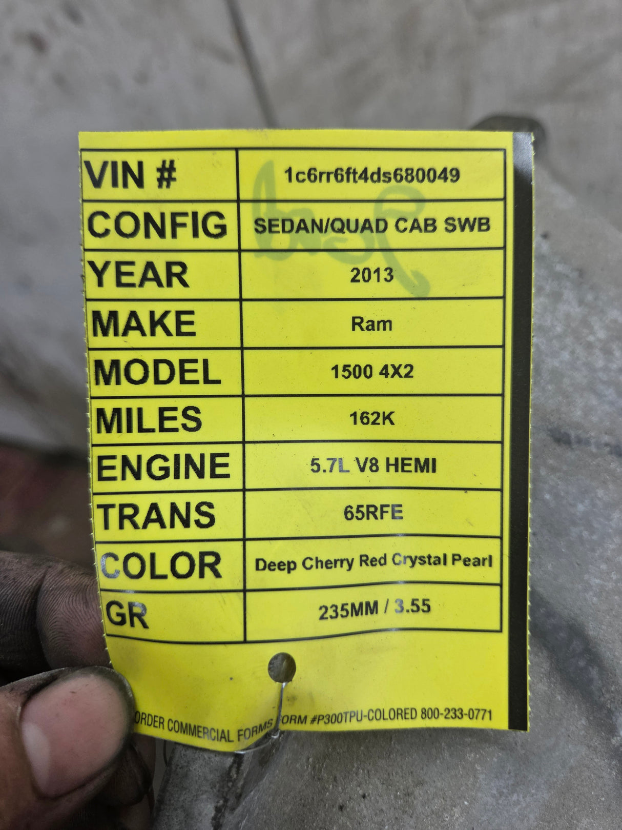 2012-2013 65rfe Automatic Transmission 2wd Dodge 5.7L 4.7 v8