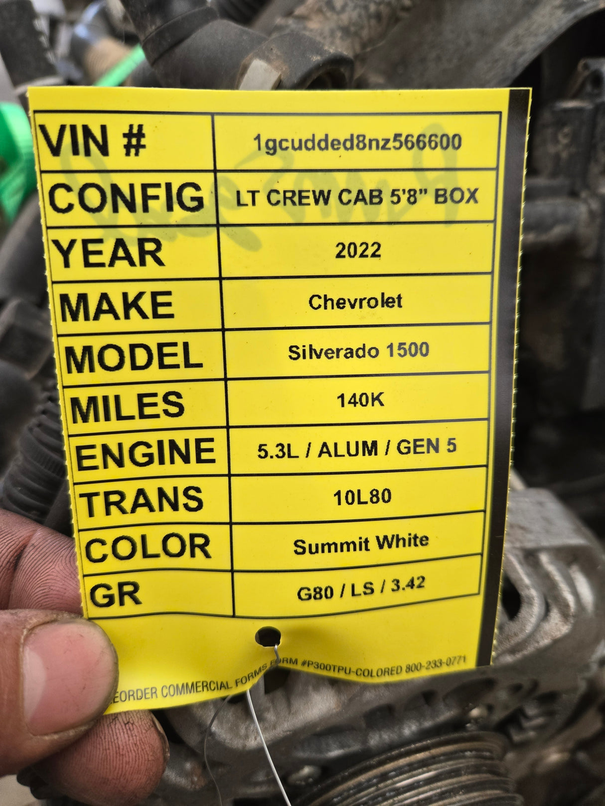 2022 Chevrolet GMC 1500 5.3L Aluminum Block Engine LS Vortec Gas Engine Runs Good