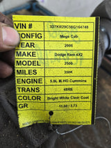 2006 Dodge Ram 48RE 2wd Automatic Transmission Cummins 5.9 Diesel 24 valve
