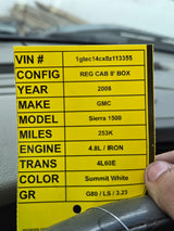 2007-2013 Chevrolet Silverado / GMC Sierra 1500 2500 3500 HD Regular Cab