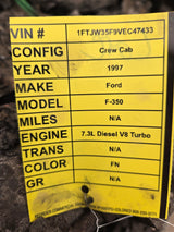 1992-1997 7.3L Power Stroke Diesel Engine Ford BURNED Unknown Running Condition CORE