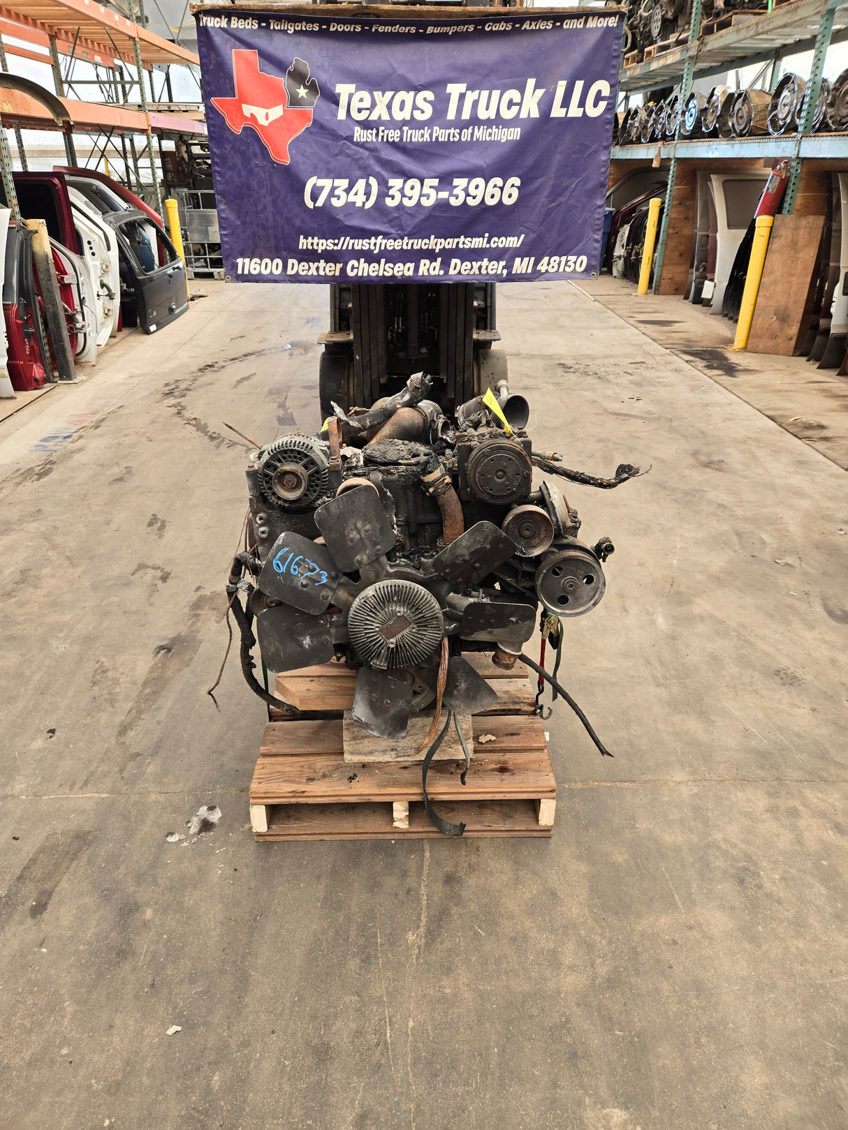 1992-1997 7.3L Power Stroke Diesel Engine Ford BURNED Unknown Running Condition CORE