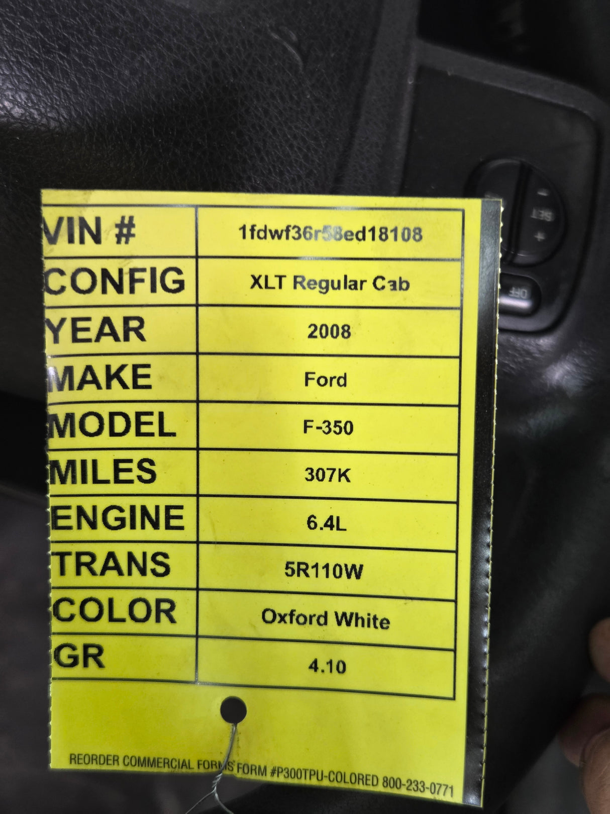2008-2010 Ford Super Duty F250 F350 F450 F550 Regular Cab 2 door