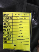 2008-2010 Ford Super Duty F250 F350 F450 F550 Regular Cab 2 door