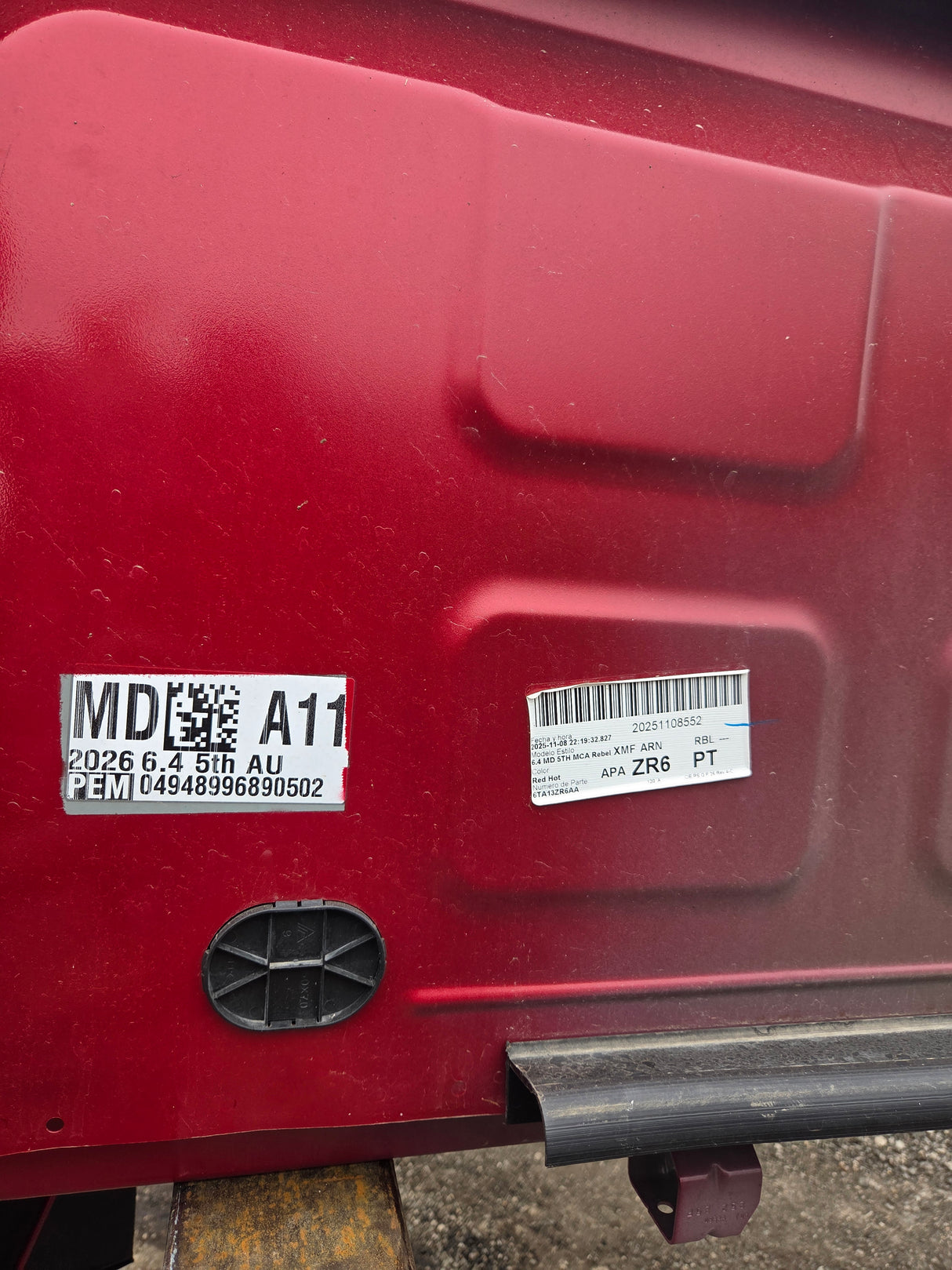 2019-2026 Dodge Ram 2500 3500 5th Gen 6' 4" Short Truck Bed - Red Hot