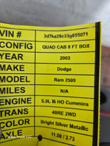2003-2008 Dodge Ram 3rd Gen Driver Side Front Quad Cab Crew Cab Door 1500 2500 3500 4500 5500